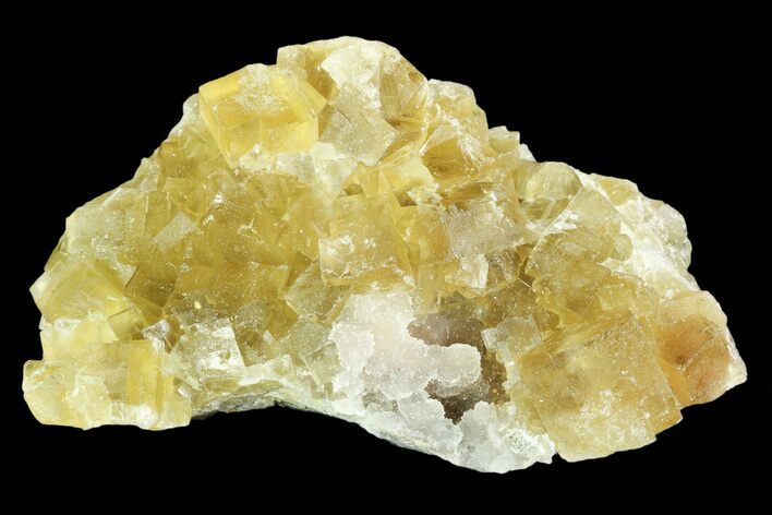 Lustrous Yellow Cubic Fluorite Crystal Cluster - Morocco #84302